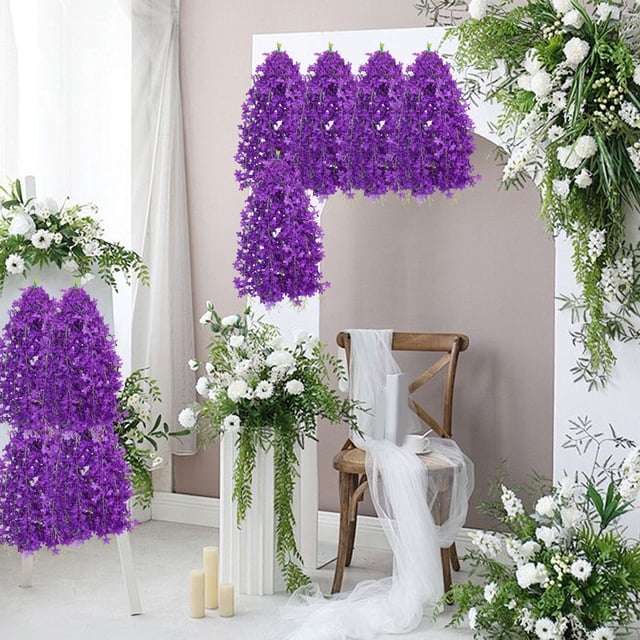 QTOCIO Artificial Flowers Lilac Flower Ceiling Flower Vines Strings Wedding Decorative Flowers Suitable For Wedding Home Office Arch Decoration Decoration