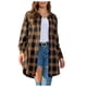 thumbnail image 2 of Pntutb moda mujer entramado impresión abrigo invierno camisa manga larga prendas de vestir exteriores blusa liquidación Pntutb Pntutb-7617, 2 of 5