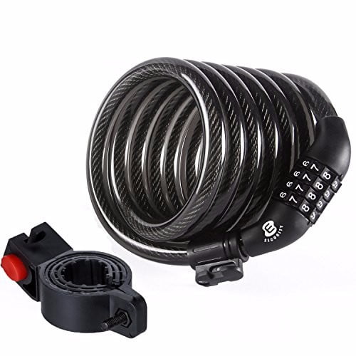 Etronic Security Bike Lock M6 Self Coiling Resettable Combination Lock Bike Cable Lock, 6-Feet x 3 8-Inch Black by Etronic