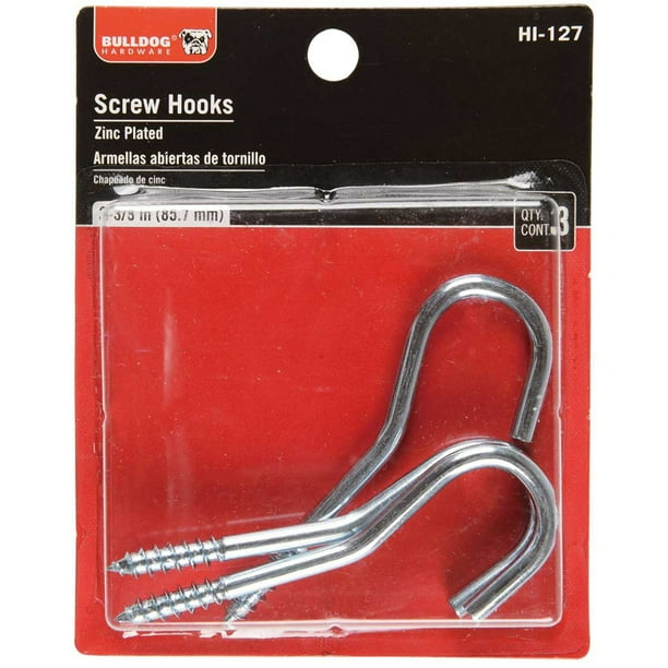 Bulldog Hardware 3-3 8 In. Screw Hook, Zinc Plated, 3 Pack - Walmart 