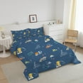 thumbnail image 4 of Blue and White Dinosaur Comforter Set Full Size Cartoon Jurassic Animal Truck Construction Bedding Set for Boys Girls Kids Teens 3 Pieces, 4 of 6