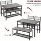 thumbnail image 4 of 4-piece dining set con estante: gris de madera-look mesa, 2 sillas & bench, mdf & iron compact kitchen muebles, 4 of 8