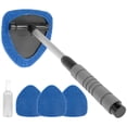 thumbnail image 3 of DISEN Windshield Cleaner Microfiber Car Window Cleaner with 4 Reusable and Washable Pads Extendable Handle and Spray Bottle Auto Interior Exterior Glass Wiper Car Window Cleaning Tool Kit, 3 of 10