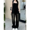thumbnail image 2 of NMMUED Womens Denim Overalls Loose Fit Barrel Leg Adjustable Strap Jean Jumpsuits Bib Overalls Women Black L, 2 of 4