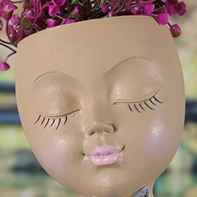 Resina Gato Chica Estatua Maceta Adorno Florero Florero Artesanía (Caqui) Likrtyny Libre de BPA