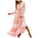 thumbnail image 1 of Vestido de manga larga con cuello en V y estampado floral informal de invierno cómodo para mujer Pompotops hdfakjf8710, 1 of 9