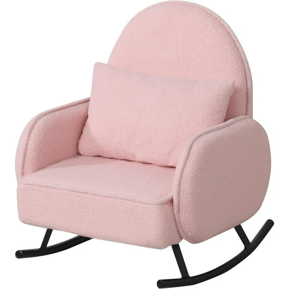 Baby Rocking Chair,Toddler Chair,Kids Chair,Kids Sofa, Shaky Metal Foot and Sherpa Fabric,Toddler Rocking Armchair for Boys and Girls Rest (Pink)
