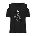 thumbnail image 5 of NAFUU Girls T Shirts Finger Heart Graphic T-Shirts Off Shoulder Short Sleeve O-Neck Blouse For Children Daily Wear Soft Girl Summer Tops 3-4 Years, 5 of 6