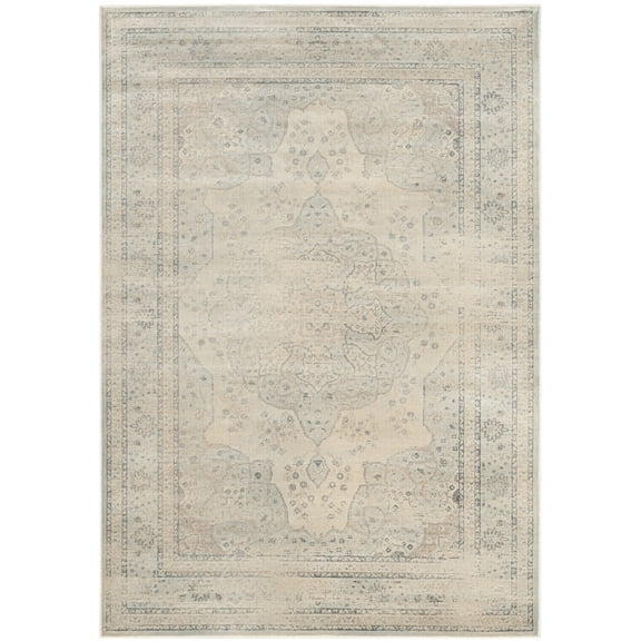 SAFAVIEH Vintage Lamont Bordered Area Rug, Light Blue/Cream, 5'1" x 7'6"