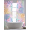 thumbnail image 5 of Summer Pink Romantic Beach Sheer Curtains 96 Inch Length 2 Panels Set, Tropical Leaf Ocean Starfish Voile Window Treatment Semi Sheer Long Curtains Drapes for Bedroom/Living Room/Kitchen 52"x96"x2, 5 of 7