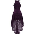 thumbnail image 4 of Dressystar Women Halter Floral Lace Cocktail Party Dress Hi-Lo Female Bridesmaid Dress, 4 of 6