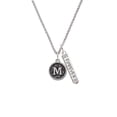 thumbnail image 2 of Delight Jewelry Silvertone Antiqued Round Seal - Initial - M - Silvertone Forever Bar Charm Necklace, 23", 2 of 4