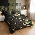 thumbnail image 2 of Manfei Leopard Print Camo Queen Bedding, Minimalst Animal Print Bedding Comforter Set Queen, Brown Green, Black Reversible, 7pcs, 2 of 6