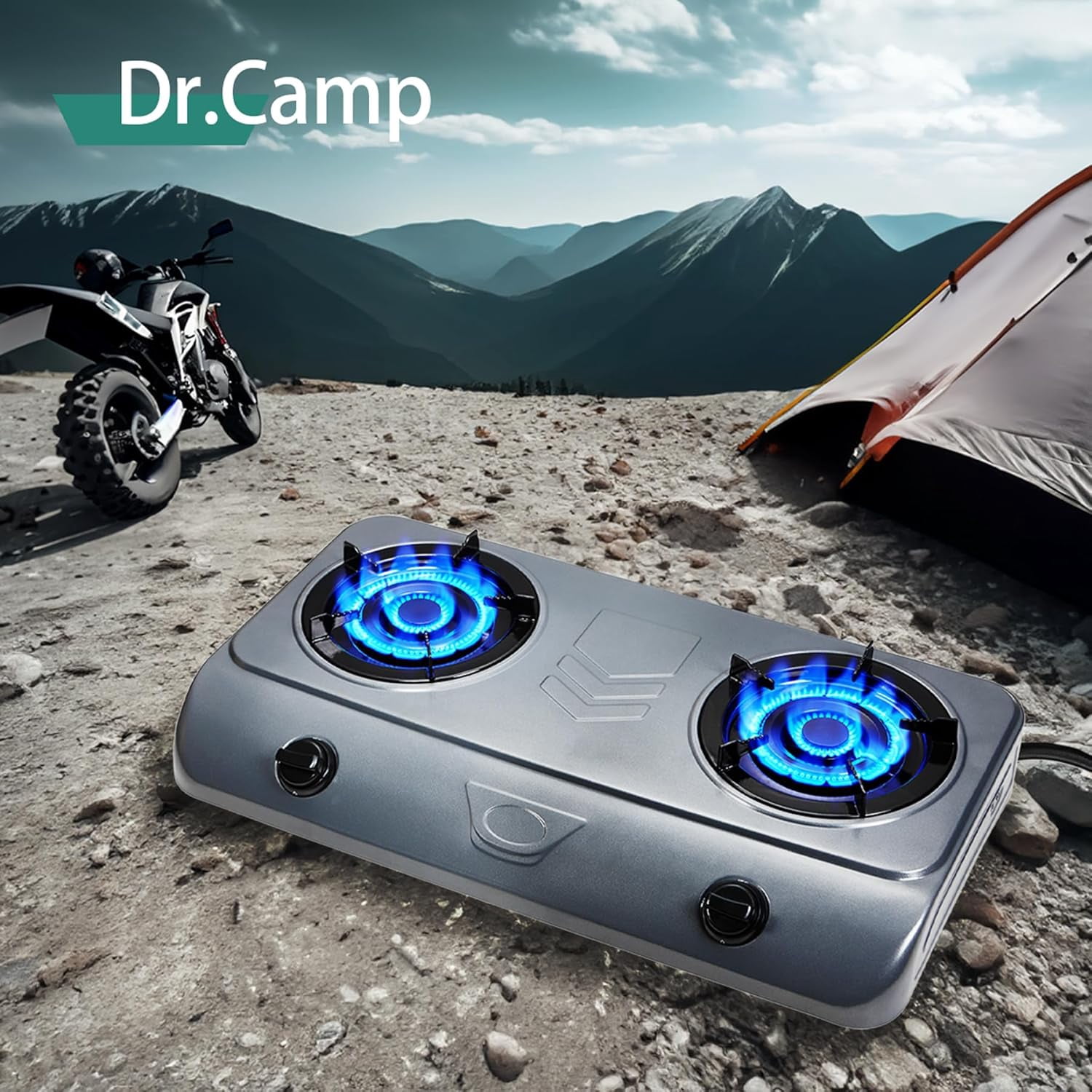35000 BTU 2 Burner Propane Gas Stove Cooktop Outdoor Camping Stove Portable Double Burner for BBQ Boiling Frying Cooking Estufa de Gas Portátil Fogón de Gas