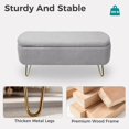 thumbnail image 6 of LEHZROAJ Upholstered Storage Bench-Rectangular Padded Ottoman, Shoe Storage with Gold Legs, End of Bed for Bedroom, Entryway, and Living Room（Grey）, 6 of 8
