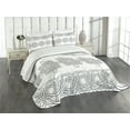 thumbnail image 3 of Ambesonne Irish Quilted Bedspread Set 3 Pcs, Indigenous Stencil Art, King Size, Black and White, 3 of 5