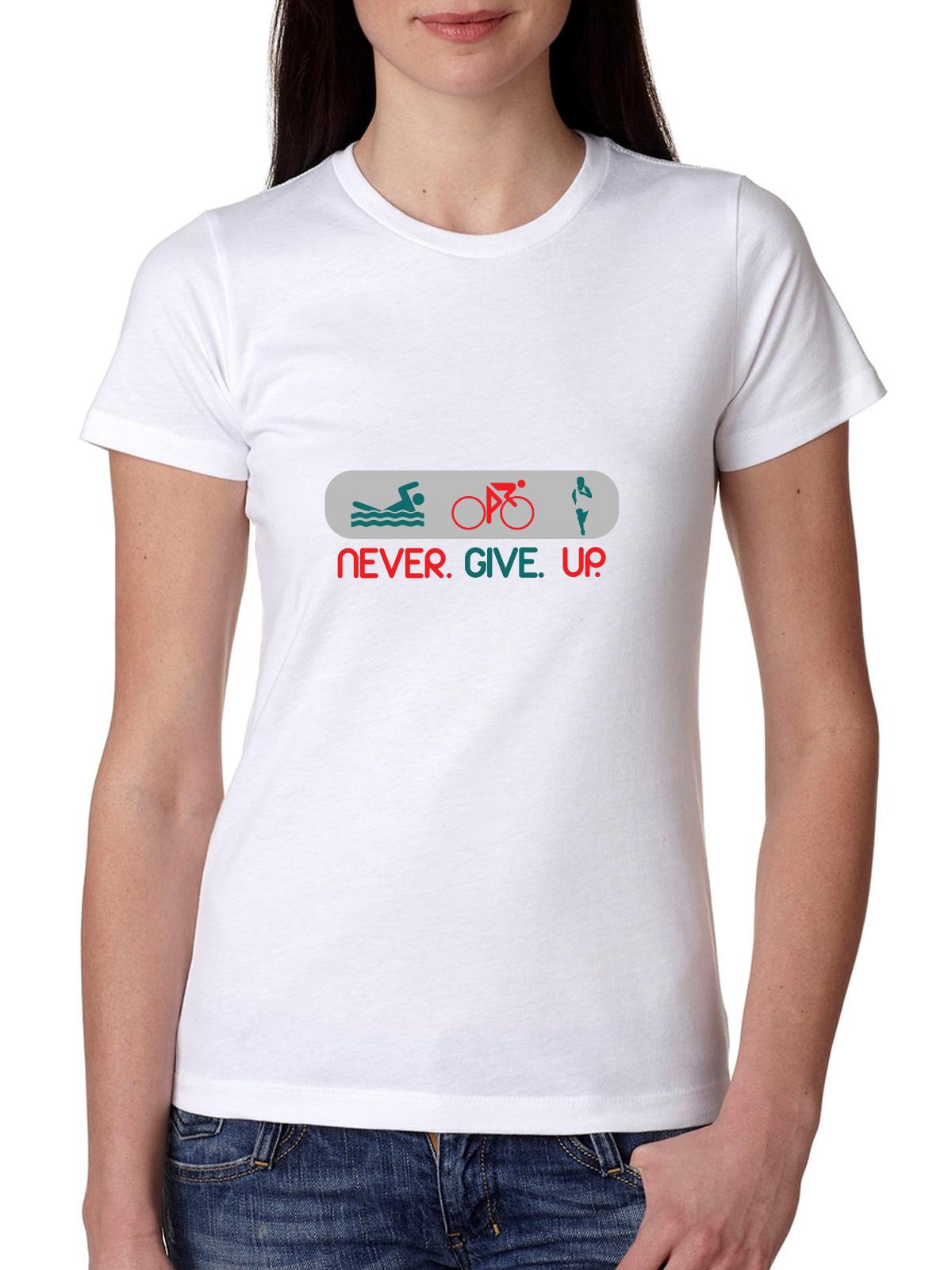 Hollywood Thread - Never. Give. Up. Triathlon Training Women's Cotton T-Shirt - Walmart.com 