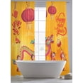 thumbnail image 5 of Happy New Year Sheer Curtains 108 Inch Length 2 Panels for Living Room, Red Yellow Dragon Dance Voile Kitchen Curtain Set, Luxury Privacy Drapes Window Treatment for Bedroom, 5 of 7