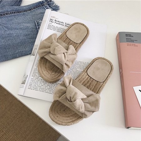 

Women Boho Bowknot Slippers Flip Flops Flat Sandals Shoes for Summer Beach 38