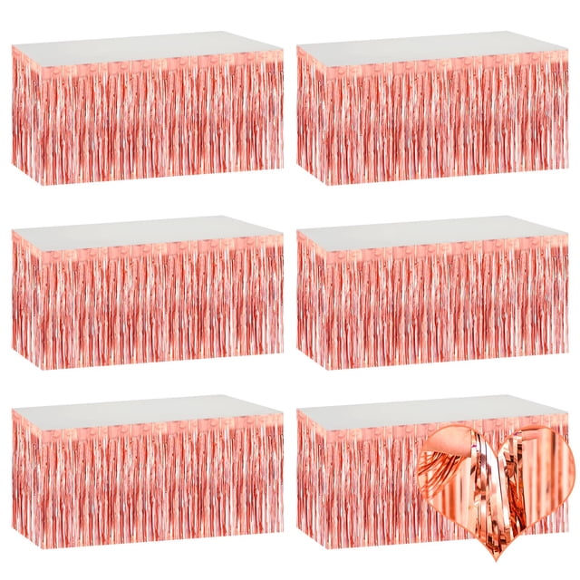 Pack de 6 faldas de mesa Mebiornt, lámina de oro rosa, 74 x 274 cm