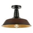 thumbnail image 3 of JONATHAN Y Camila 14" 1-Light Classic Industrial Indoor/Outdoor Iron LED Semi Flush Mount, Wood Finish/Copper, JYL7617G, 3 of 9