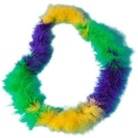 Set of 12 Hawaiian Green Purple Gold Fluffy Boa Lei Mardi Gras Costume Accessory