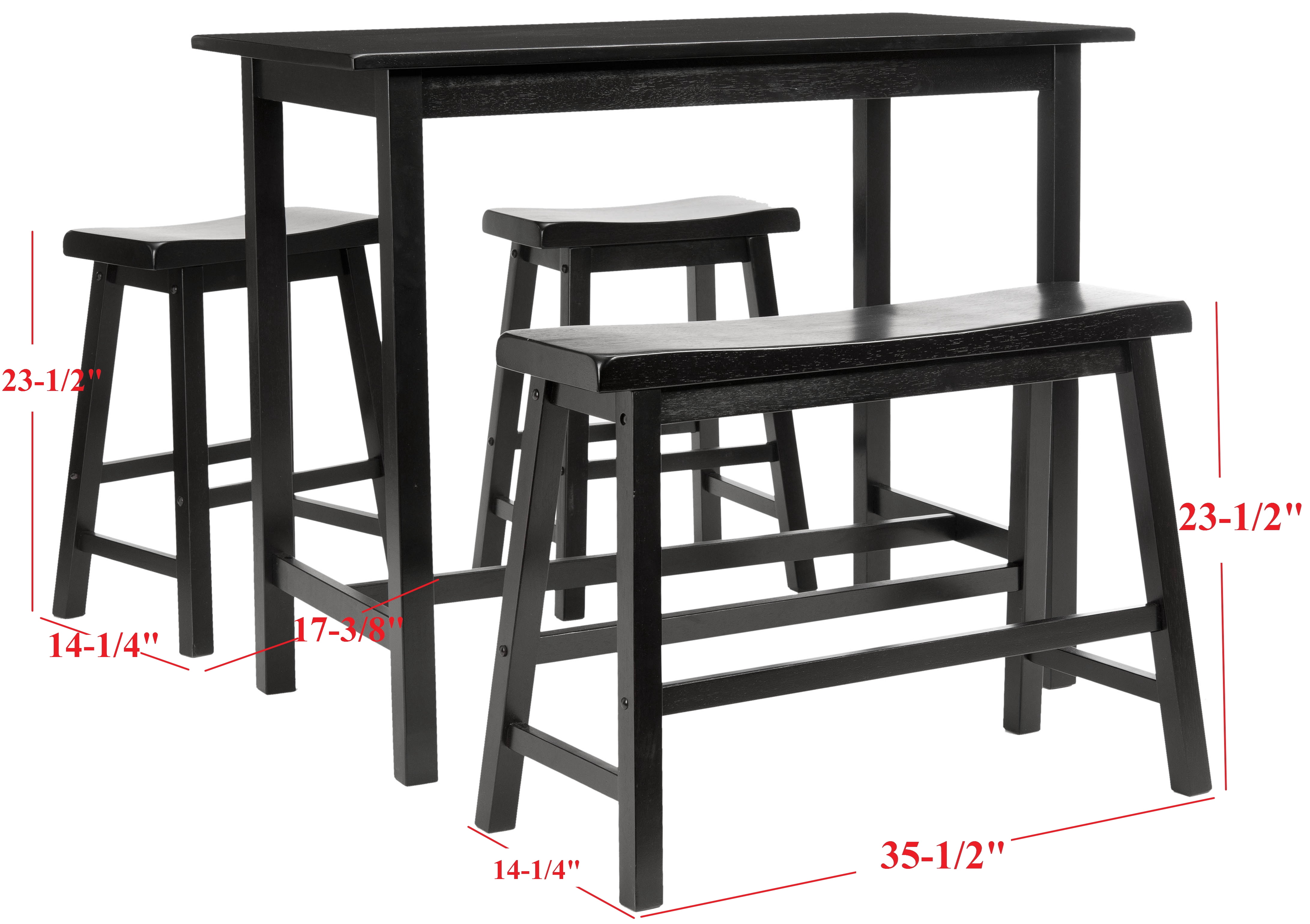 SAFAVIEH Ronin Contemporary Glam 4 Piece Set Pub Table, Black