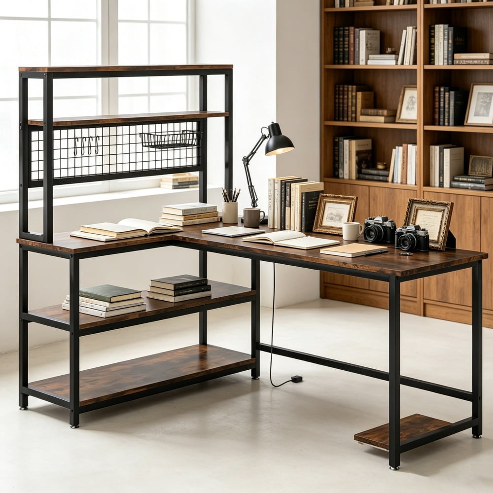Modern Simple Office Desk, Sturdy Frame Computer Writing Desk, Multipurpose Study Workstation Table, Space-Saving Laptop Desk for Home Office Bedroom Workplace