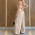 thumbnail image 5 of Jumpsuits for Women Sleeveless Cut-Out Waist U-Neck Spaghetti Strap Backless Tie-Back Ruched High Waist Summer Romper S, 5 of 6