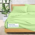 thumbnail image 4 of 600 Thread Count 100% Egyptian Cotton 4-Piece Bed Sheet Set (1 Flat, 1 Fitted Sheet, 2 Pillow Covers) 21 Inches Deep Pocket Size Twin Color Sage Stripe, 4 of 5