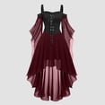 thumbnail image 2 of Robes Style Gothique pour Femmes Grande Taille Robe Midi Élégante avec Manches Évasées Ourlet Irrégulier, 2 of 5