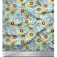 thumbnail image 1 of Soimoi Green Cotton Duck Fabric Lion,Giraffe & Elephant Kids Fabric Prints by Yard 56 Inch Wide, 1 of 1