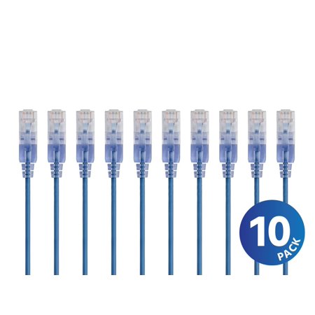 UPC: 0889028084120 | Monoprice Cat6A Ethernet Network Patch Cable – 30 Feet – Blue | 10-Pack  10G – SlimRun Series