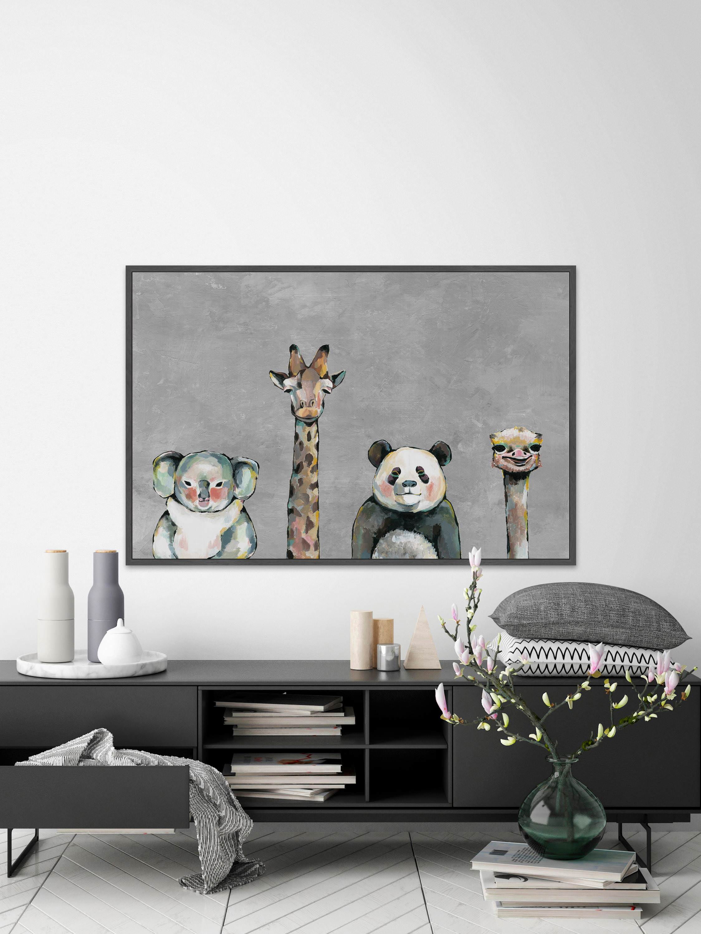 Serious Bunch Floater Framed Painting Print on Canvas