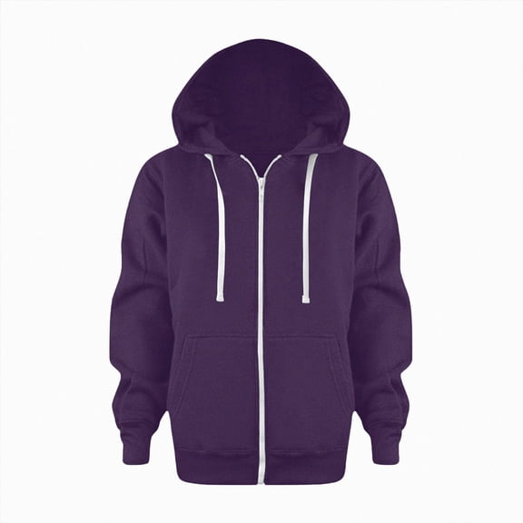 enyan Kids Fall Winter Hoodies Soft Zip Up Solid Sweatshirt with Pockets Lightweight Casual Coat Jacket for 3-12T Boys and Girls Dark Purple,6-7 Years