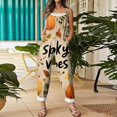 thumbnail image 5 of Halloween Jumpsuits for Women One Piece Sleeveless Floral Print Linen Rompers Pants with Pocket Baggy Overalls, 5 of 6