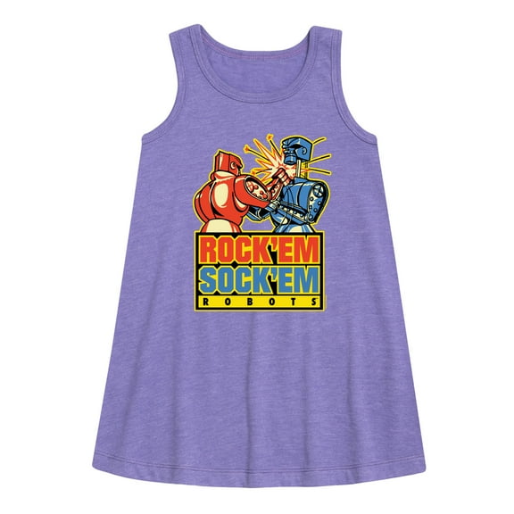 Rock 'Em Sock 'Em Robots - Red Rocker, Blue Bomber - Toddler and Youth Girls A-line Dress