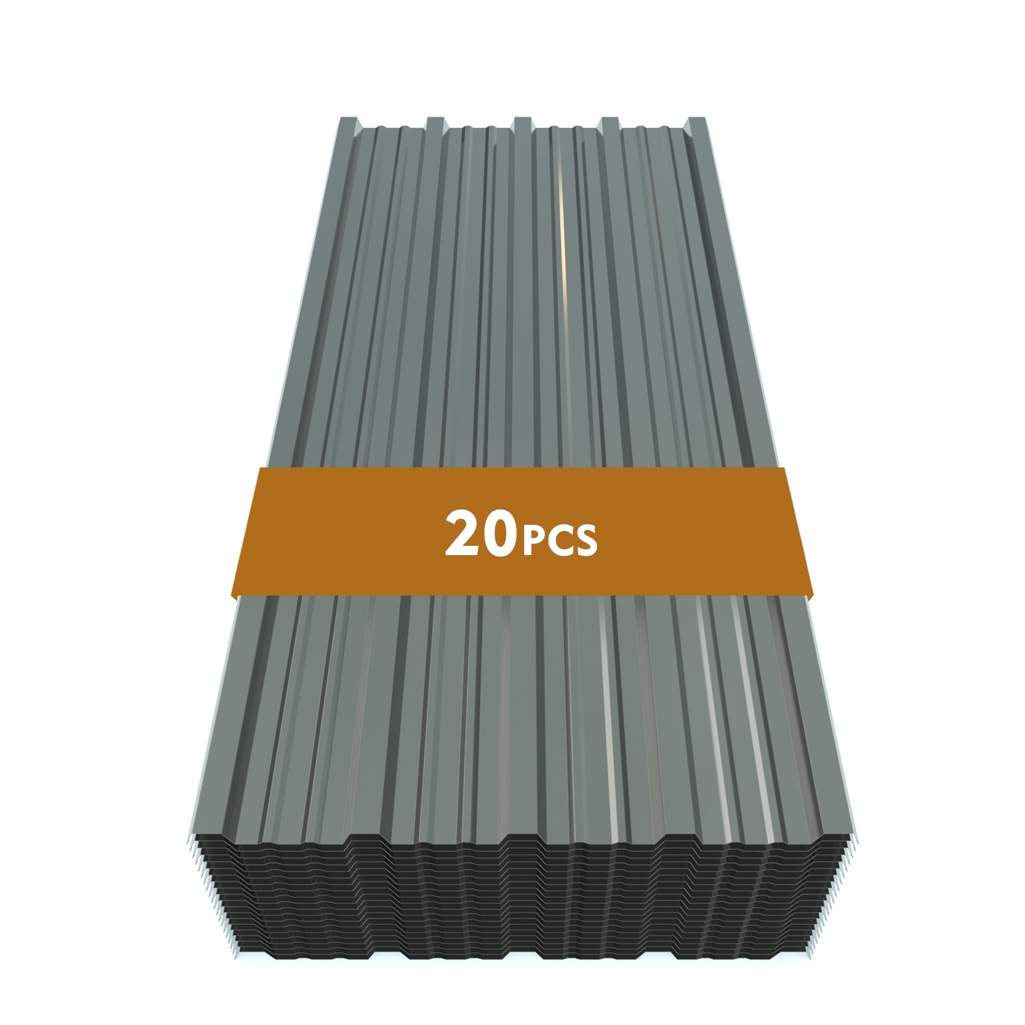 Corrugated Galvanized Metal Roofing Panels 18.9x42.52 in, Waterproof Metal Siding for Outdoor House Storage Chicken Coop Garage Shed, Gray, 20pcs
