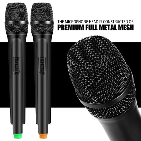 EECOO Dual Handheld Wireless Dynamic Microphones + LCD Receiver System for Karaoke Singing Speech ,Dual Wireless Microphone System,Wireless Microphone