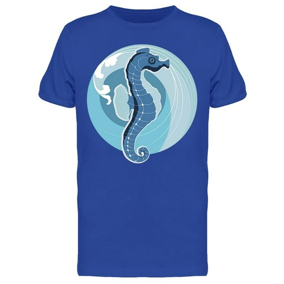Seahorse Blue Drawing T-Shirt Men -Image by Shutterstock, Male Small