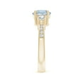 thumbnail image 3 of ANGARA Natural Classic Three Stone 1.12 ct Aquamarine and Diamond Ring in 14K Yellow Gold for Women (Size-7mm) | March Birthstone, Anniversary, Jewelry Gift for Women | Natural Aquamarine Ring, 3 of 9