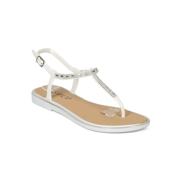crystal embellished flat sandals