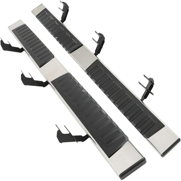 SHZAITOR 6in Black & Silver Side Step Running Boards Replacement for F150 F250 F350 Super Crew Cab 2015-2022