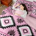 thumbnail image 4 of Feelyou Fashion Hippie Aztec Twin Bedding Sets 7-Piece for Men, Pink Stripe Triangle Bedding Comforter Set, Mandala Bohemian Cowgirl Reversible Sheet Sets, Lightweight Room Decor, 4 of 7