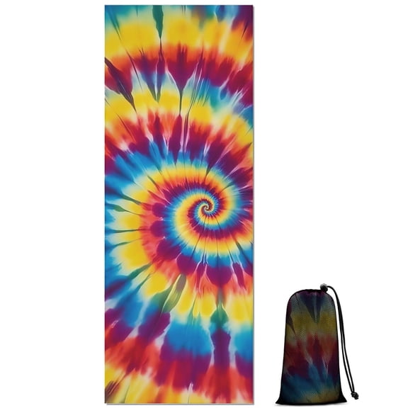 Colorful Tie Dye Mandala Pattern Hot Yoga Mat Towel Non Slip for Hot Yoga - Quick-Drying Yoga Mat Cover with 4 Corner Pockets with Travel Bag - Hot Yoga Towel Non Slip 70"x26"