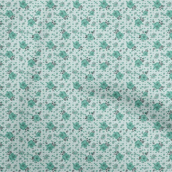 oneOone Polyester Spandex Sea Green Fabric Florals Diy Clothing Quilting Fabric Print Fabric By Yard 56 Inch Wide