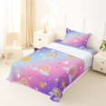 thumbnail image 3 of Manfei Kawaii Rainbow Twin Sheets, Bling Stars Print Bedding, Blue Pink, 3pcs, 1 Flat Sheet, 1 Fitted Sheet and 1 Pillowcase, 3 of 6