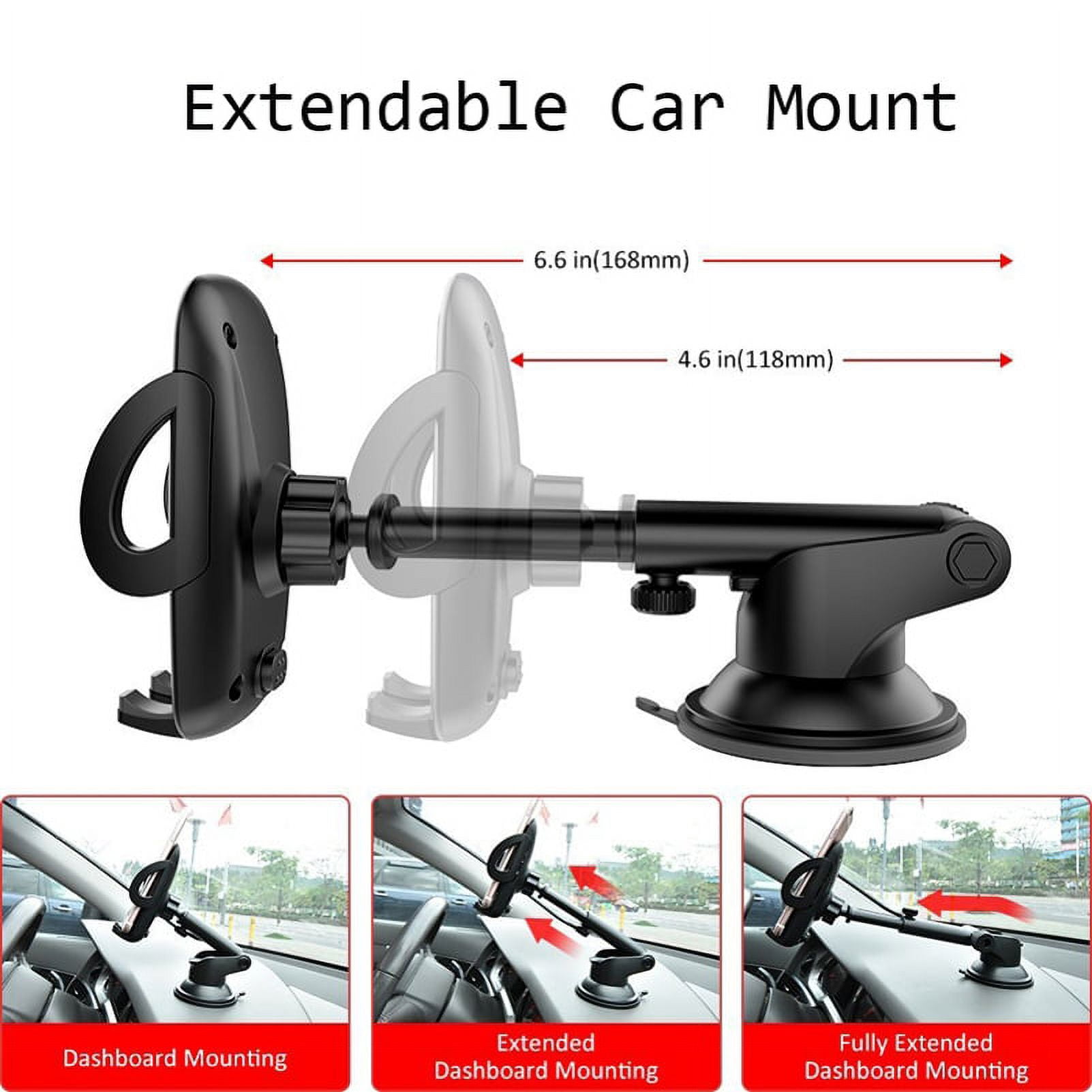 Car Mount for iPhone 12/Pro/Max/Mini/11/Pro/Max - Dash Windshield Holder Telescopic Cradle Swivel Dock Suction Stand R5L