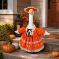thumbnail image 2 of Porch Goose Halloween Outfit 19-23 Inch Orange Black Cat Moon Dress with Hat for Outdoor Front Porch Garden Yard Fall Season Decor, 2 of 7
