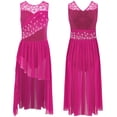 thumbnail image 6 of TiaoBug Kids Girls Sleeveless Ballet Lyrical Dance Dress High Low Asymmetric Tulle Figure Ice Skating Dress Hot Pink 6, 6 of 7
